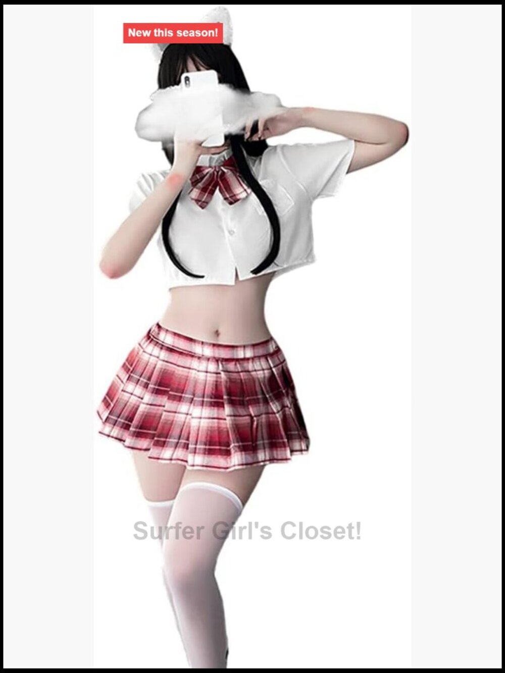 Sexy Japan JK School Uniform Cosplay Lingerie Set Pleated Skirt Outfit Halter